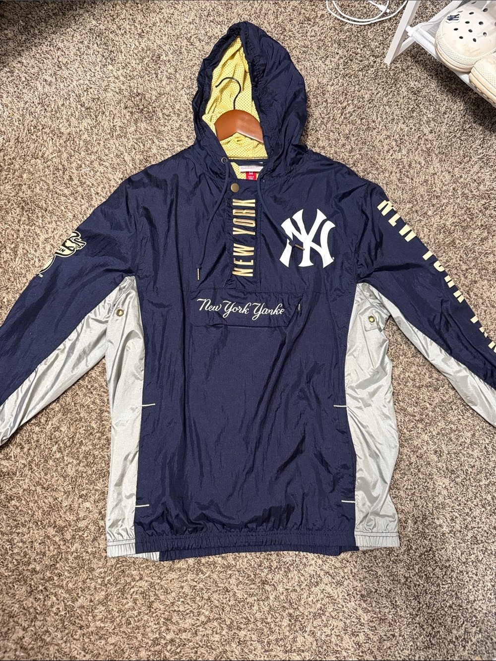Mitchell & Ness New York Yankees Navy and Gray Hooded Windbreaker
